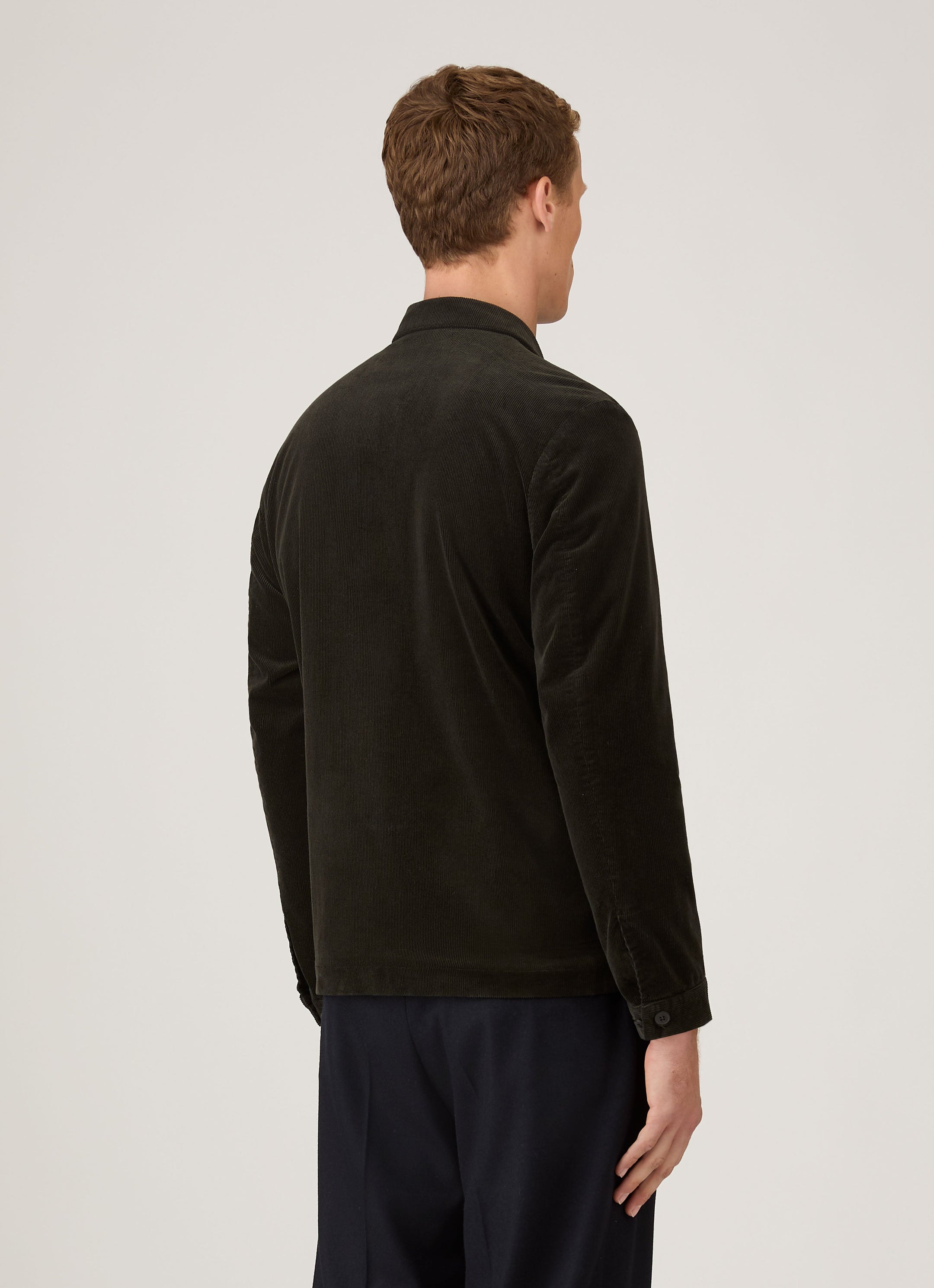 Men's Corduroy Harrington Jacket in Dark Green