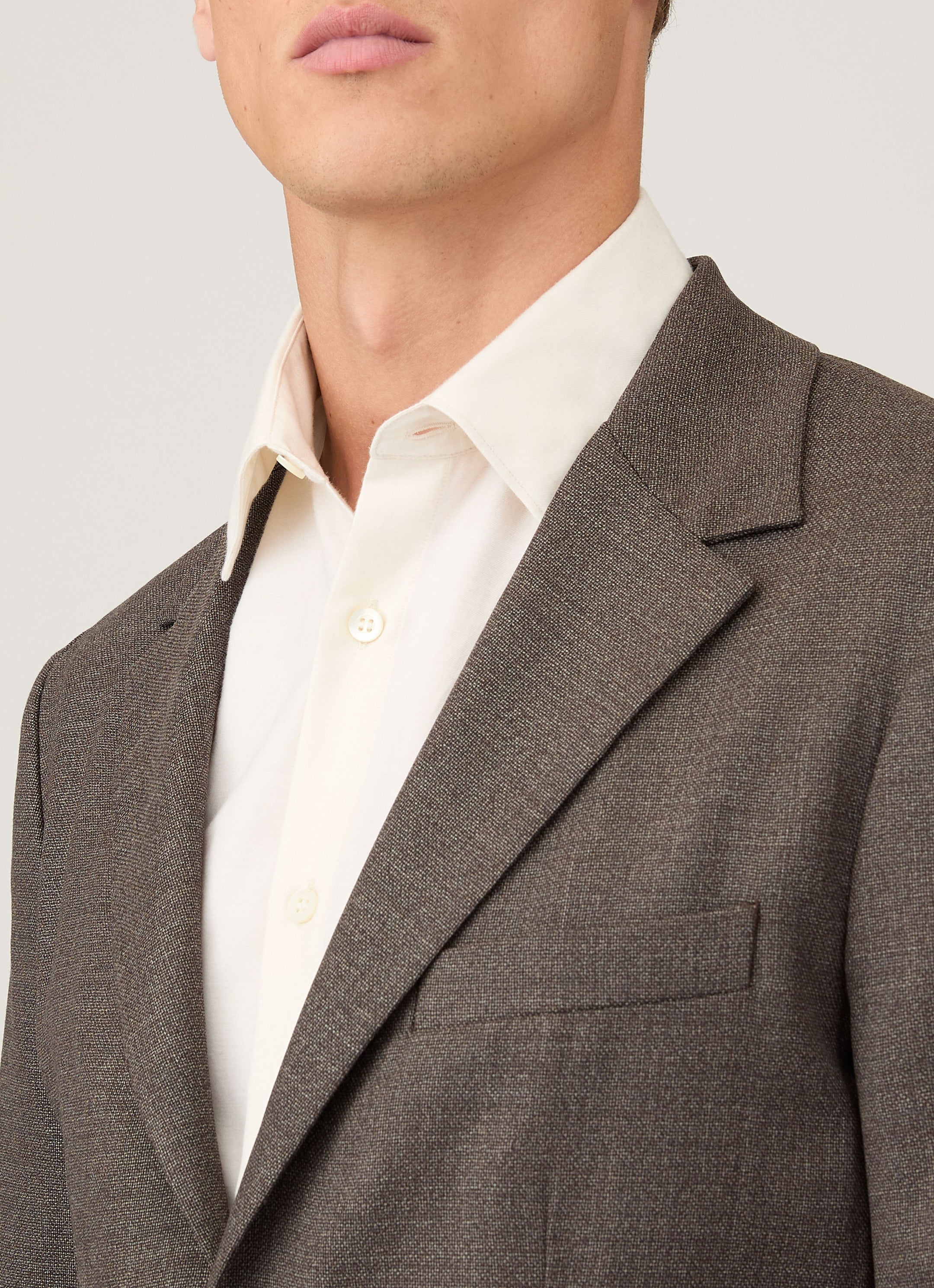 Men's Lightweight Travel Wool Blazer in Light Coffee Melange