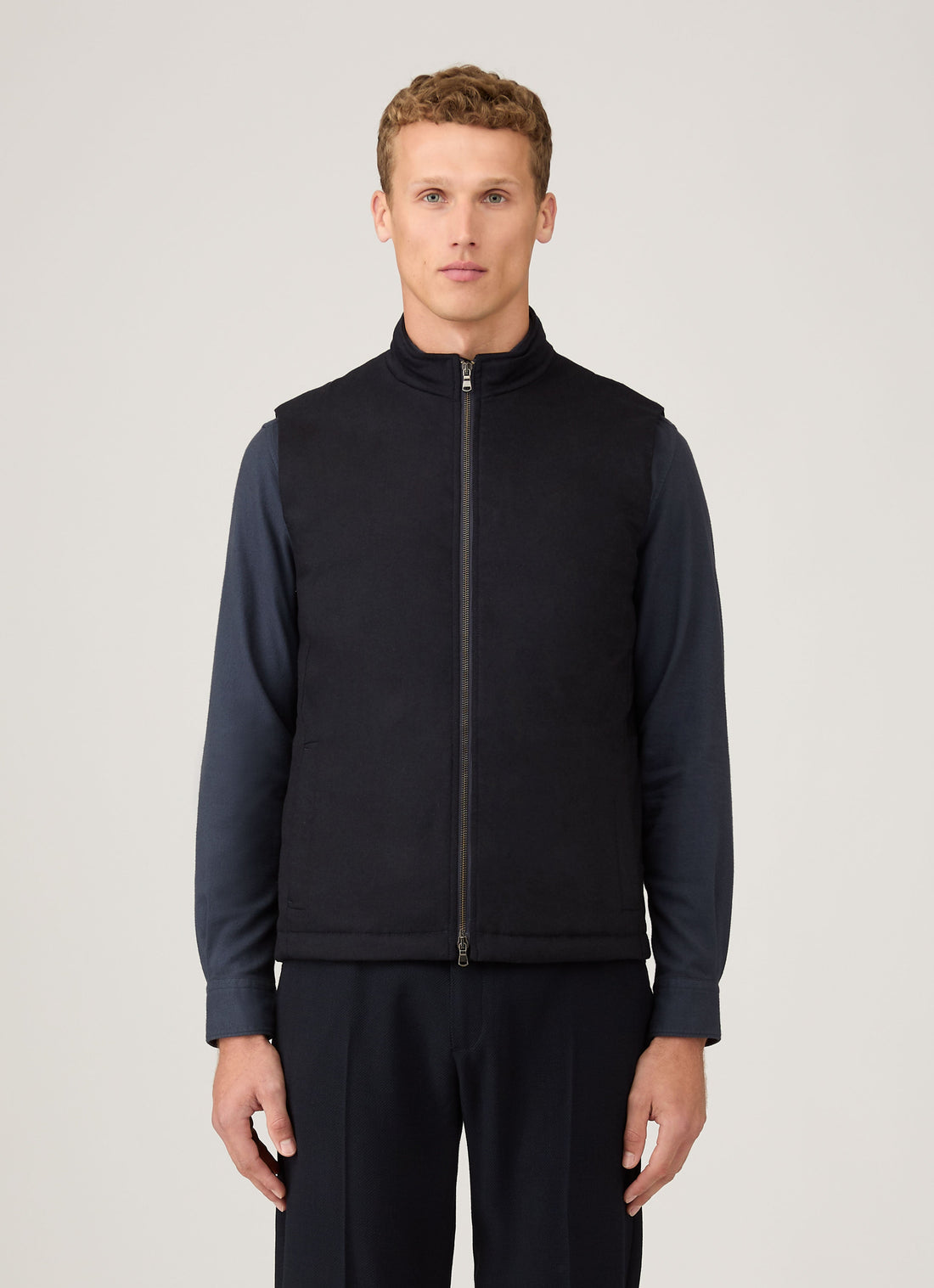 Men's Wool Cashmere Gilet in Navy
