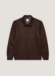 Men's Boiled Wool Harrington Jacket in Truffle