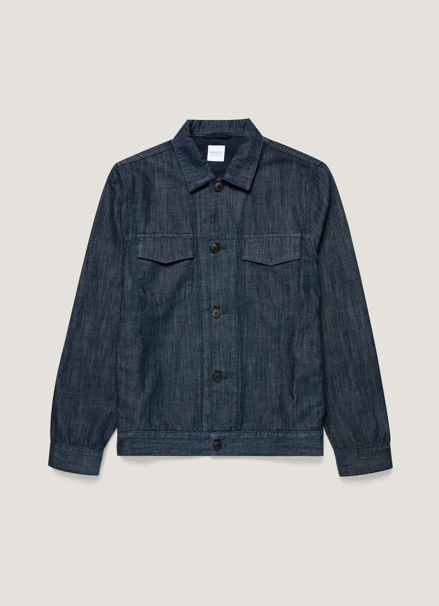 Men's Japanese Denim Trucker Jacket in Rinse Wash Denim