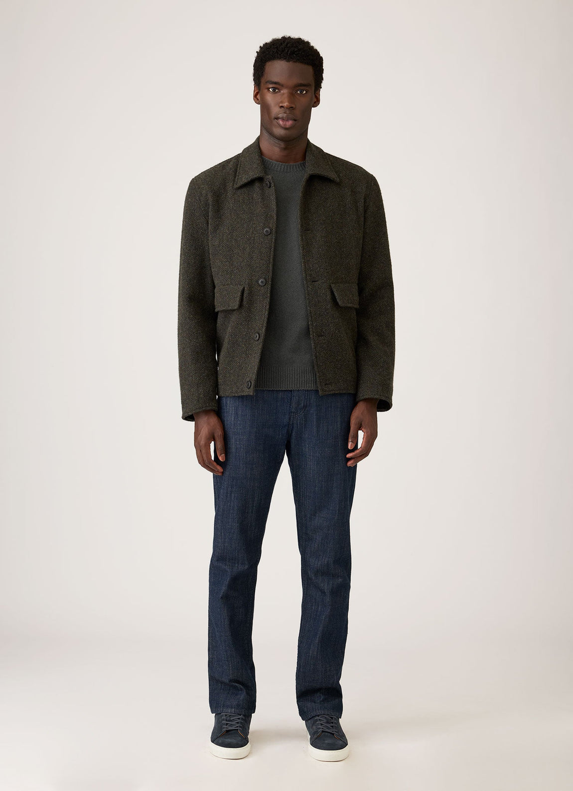 Men's Tweed Field Jacket in Loden Green