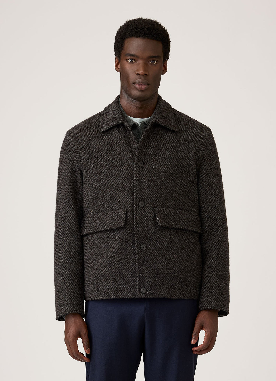 Men's Tweed Field Jacket in Dark Charcoal