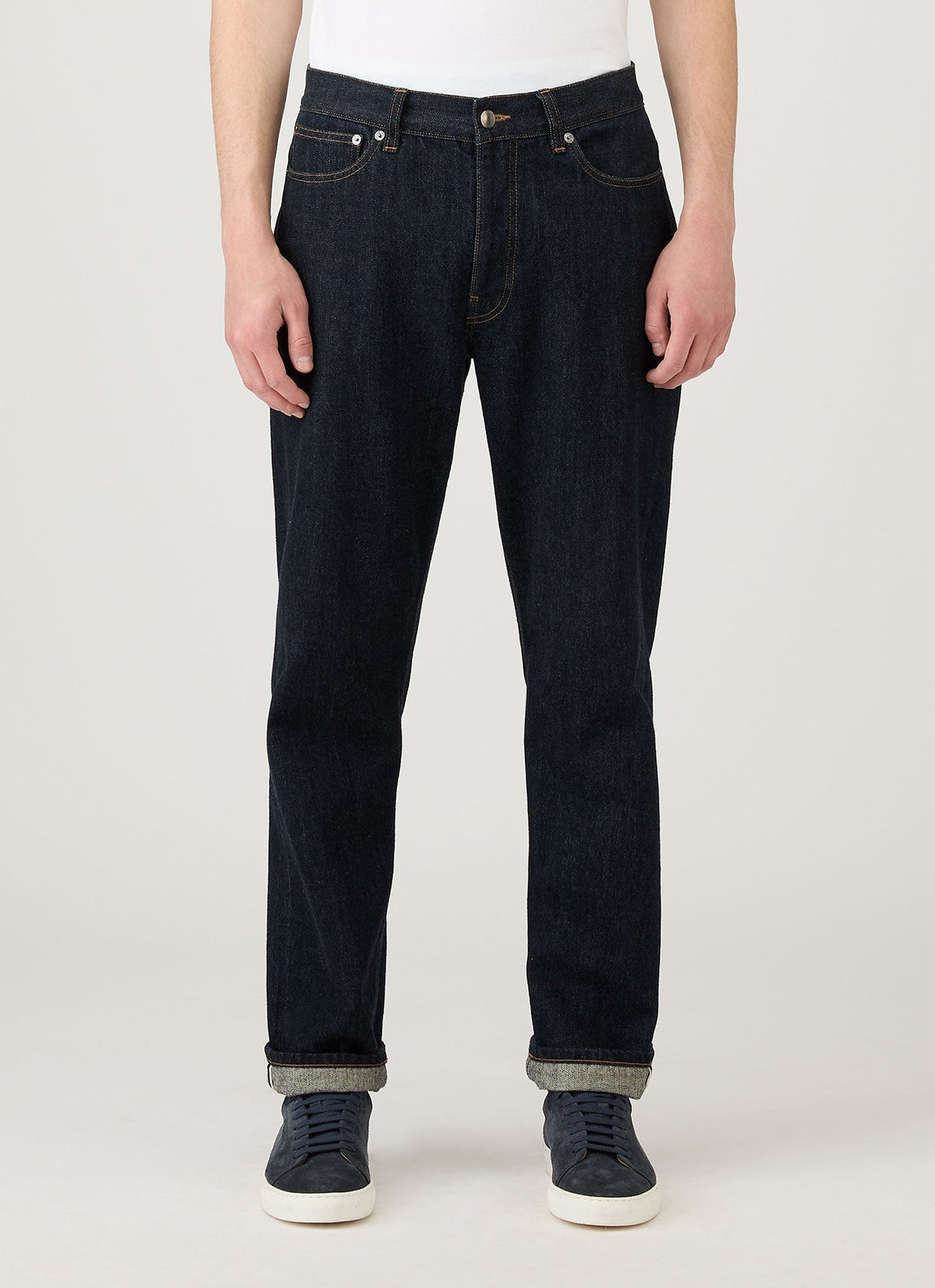 Men's 13oz Japanese Selvedge Denim Jeans in Rinse Wash Denim