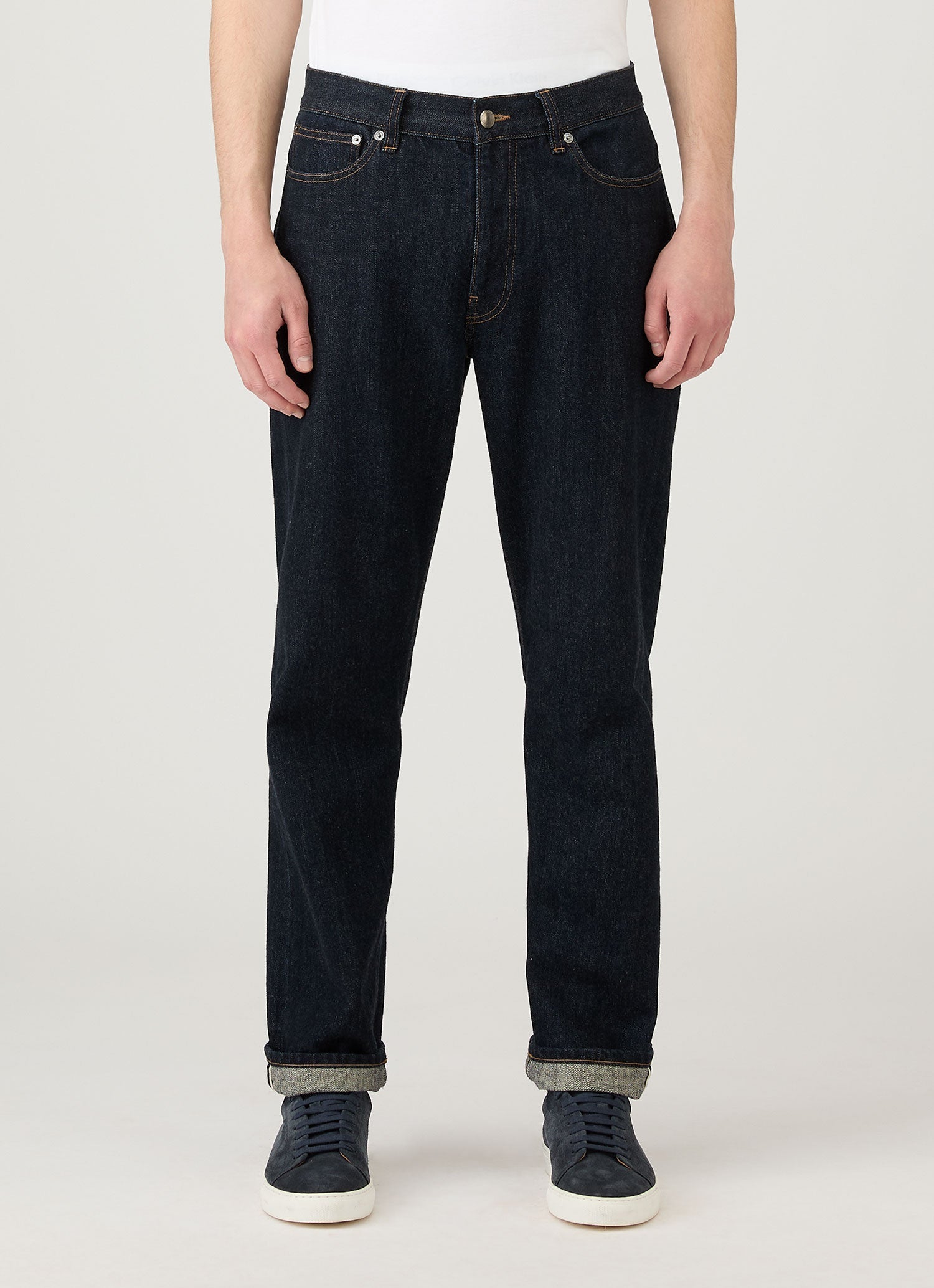 Men's 13oz Japanese Selvedge Denim Jeans in Rinse Wash Denim