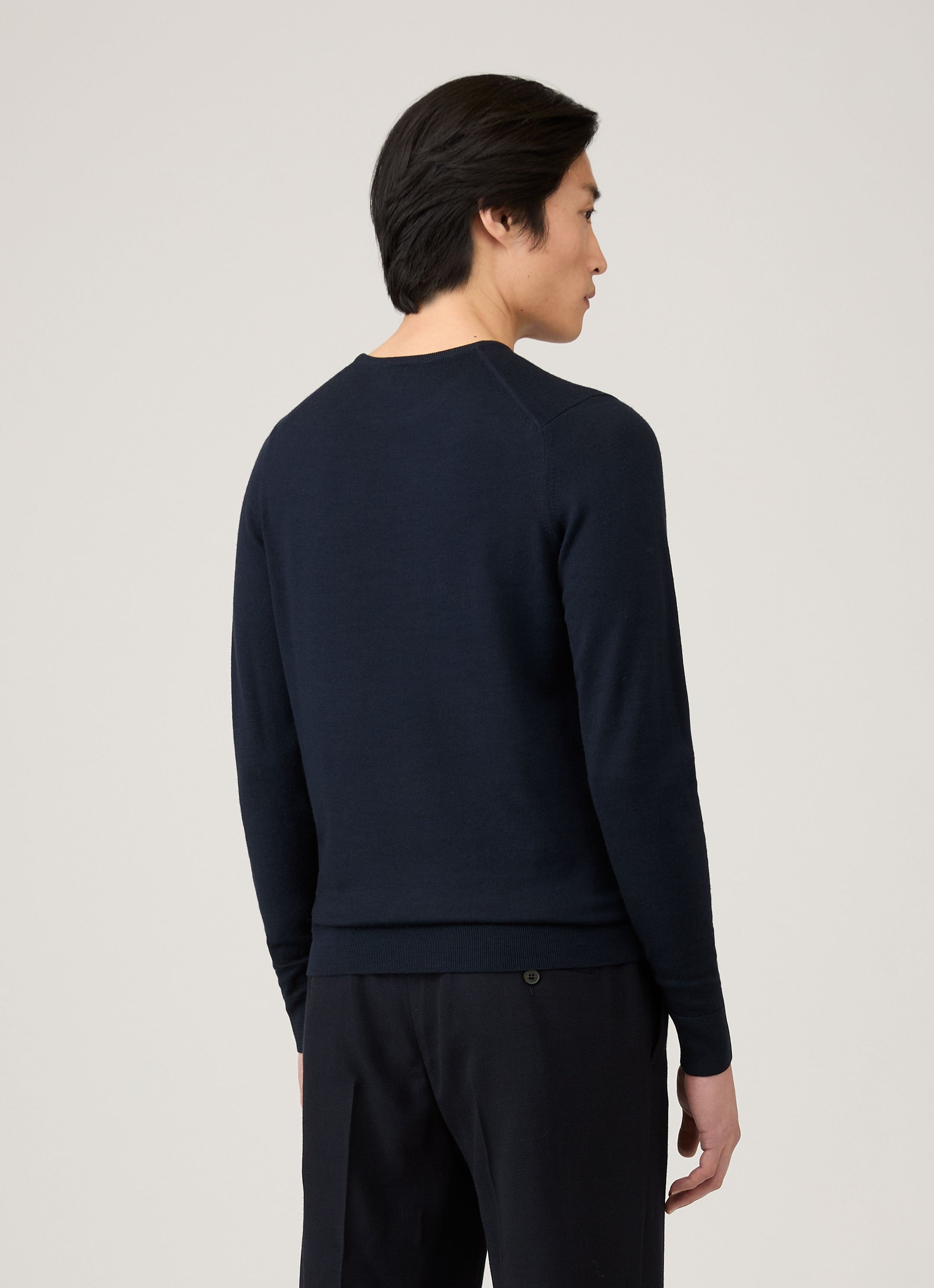 Men's Extra-Fine Merino Crew Neck in Navy