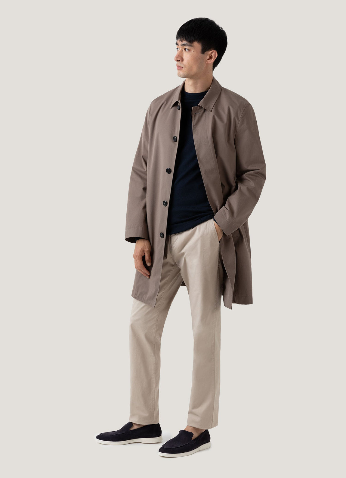 Men's Extra-Fine Merino Crew Neck in Light Navy