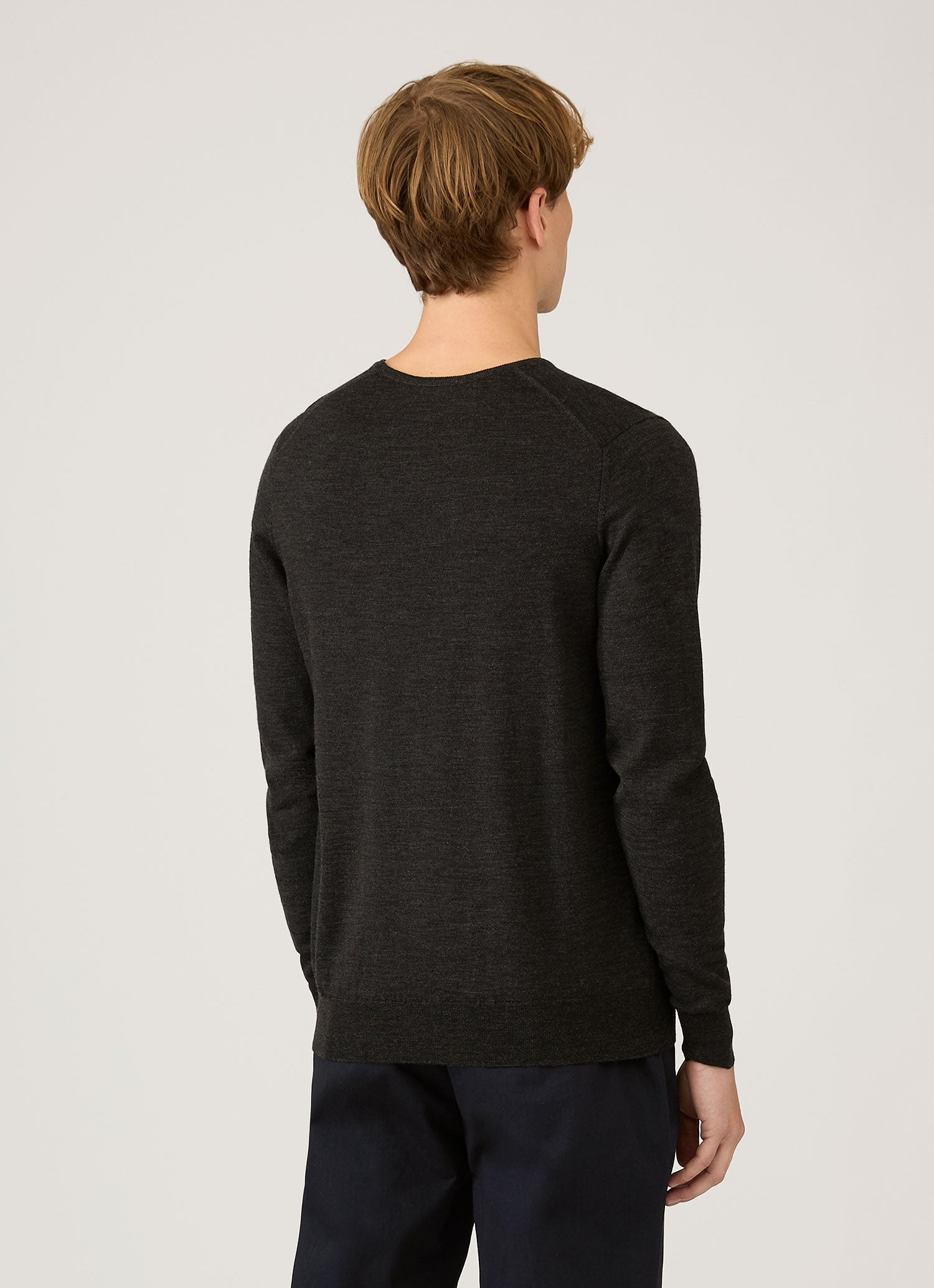 Men's Extra-Fine Merino Crew Neck in Charcoal Melange