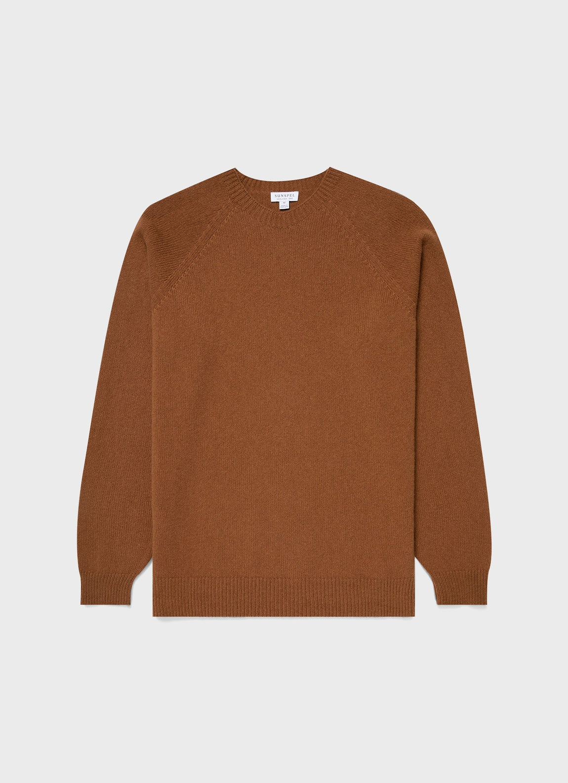 Men's Lambswool Crew Neck Jumper in Dark Camel