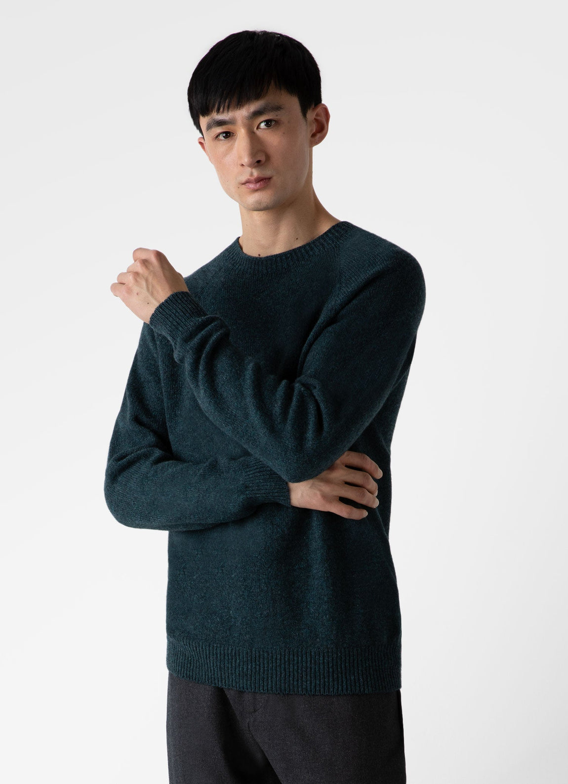 Men's Lambswool Crew Neck Jumper in Peacock