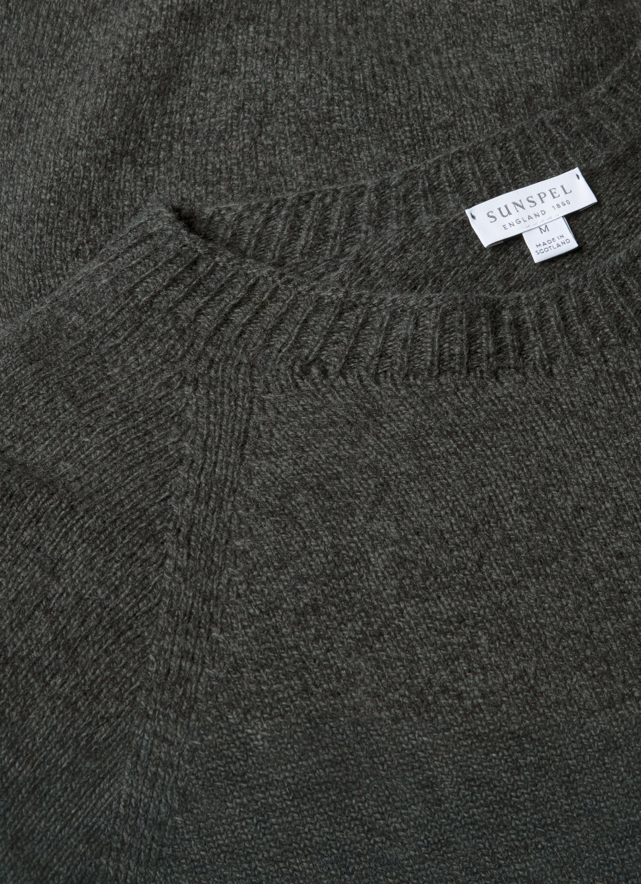 Men's Lambswool Crew Neck Jumper in Dark Green Twist