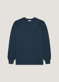 Men's Lambswool Crew Neck Jumper in Dark Petrol Twist