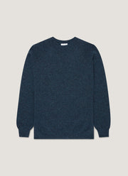 Men's Lambswool Crew Neck Jumper in Dark Petrol Twist