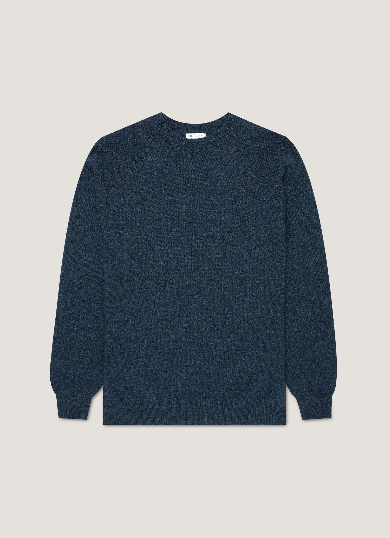 Men's Lambswool Crew Neck Jumper in Dark Petrol Twist