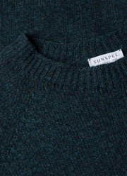 Men's Lambswool Crew Neck Jumper in Dark Petrol Twist