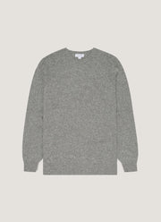 Men's Lambswool Crew Neck Jumper in Mid Grey Melange