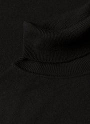 Men's Extra-Fine Merino Roll Neck in Black