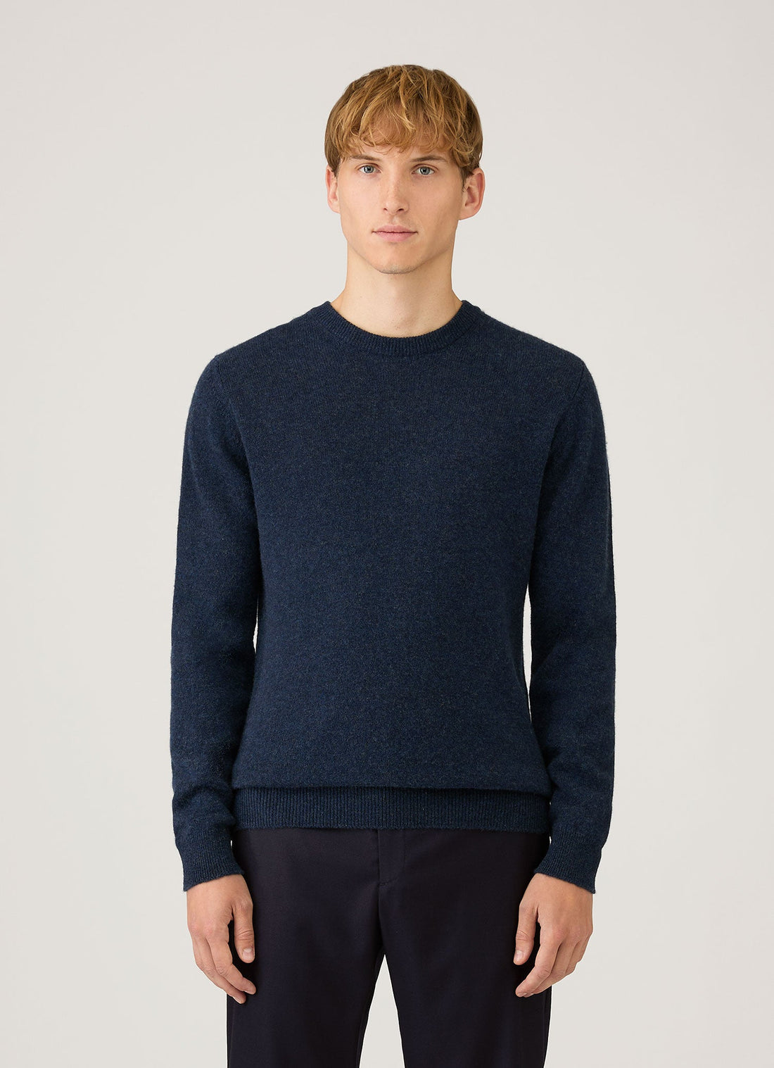 Men's Cashmere Crew Neck Jumper in Navy Melange