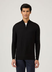 Men's Extra-Fine Merino Zip Neck in Black
