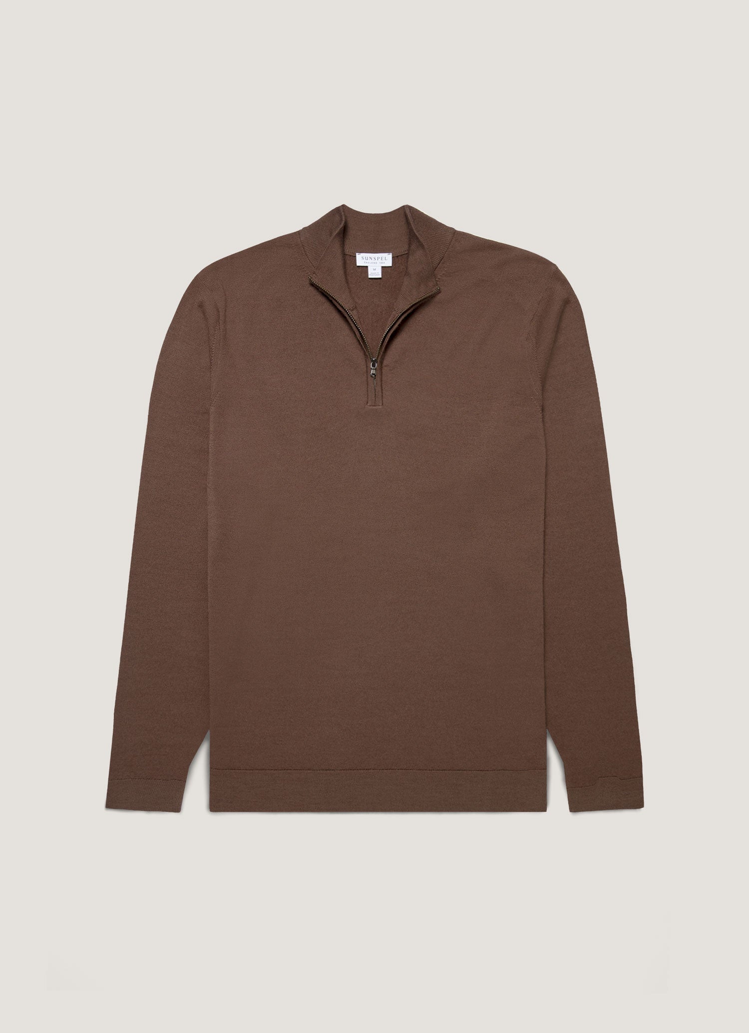 Men's Extra-Fine Merino Zip Neck in Bark