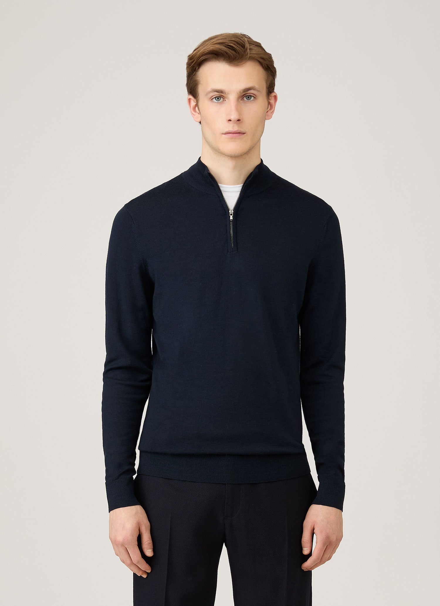 Men's Extra-Fine Merino Zip Neck in Navy