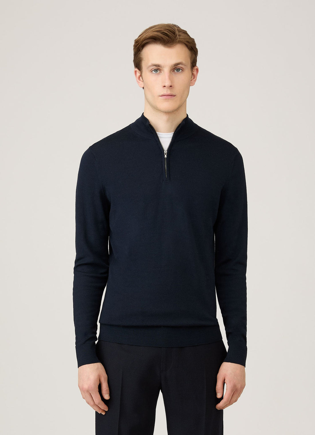Men's Extra-Fine Merino Zip Neck in Navy