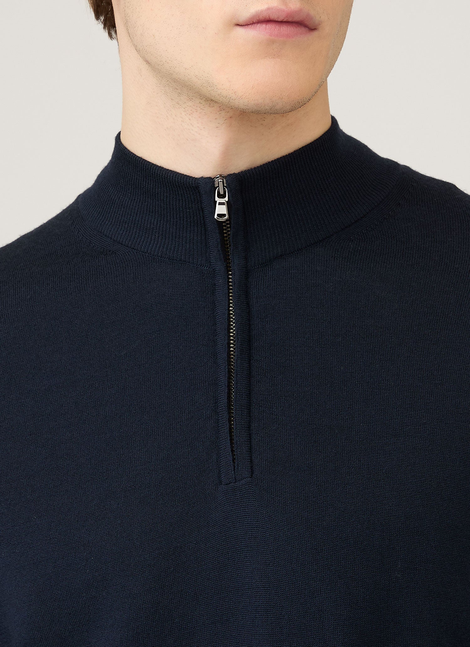 Men's Extra-Fine Merino Zip Neck in Navy