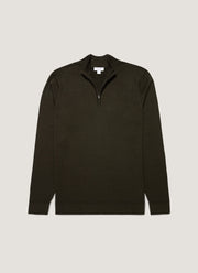 Men's Extra-Fine Merino Zip Neck in Dark Green