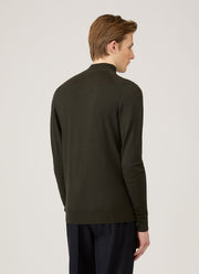 Men's Extra-Fine Merino Zip Neck in Dark Green