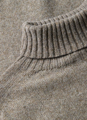 Men's Lambswool Roll Neck in Bark