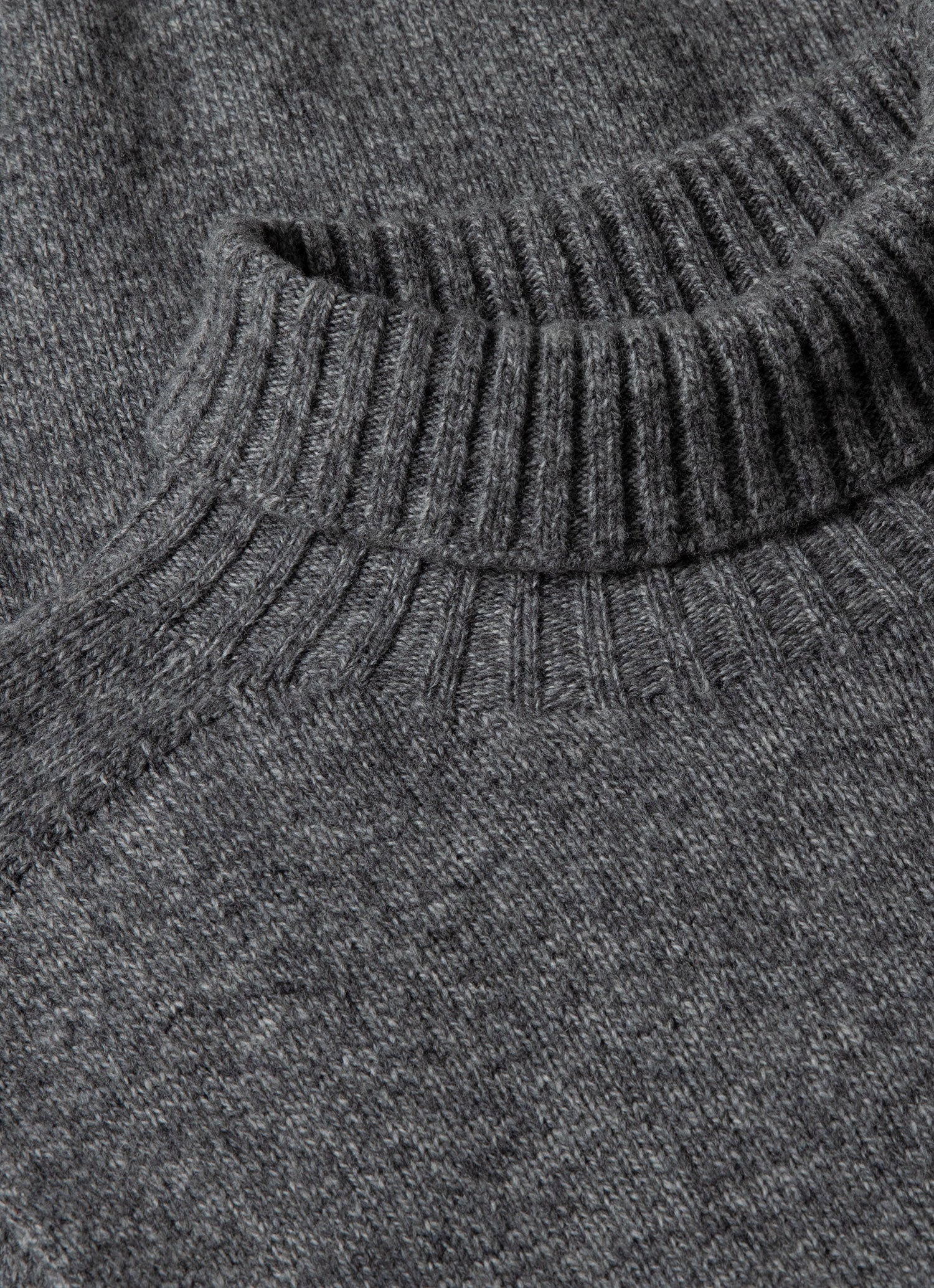 Men's Lambswool Roll Neck in Mid Grey Melange