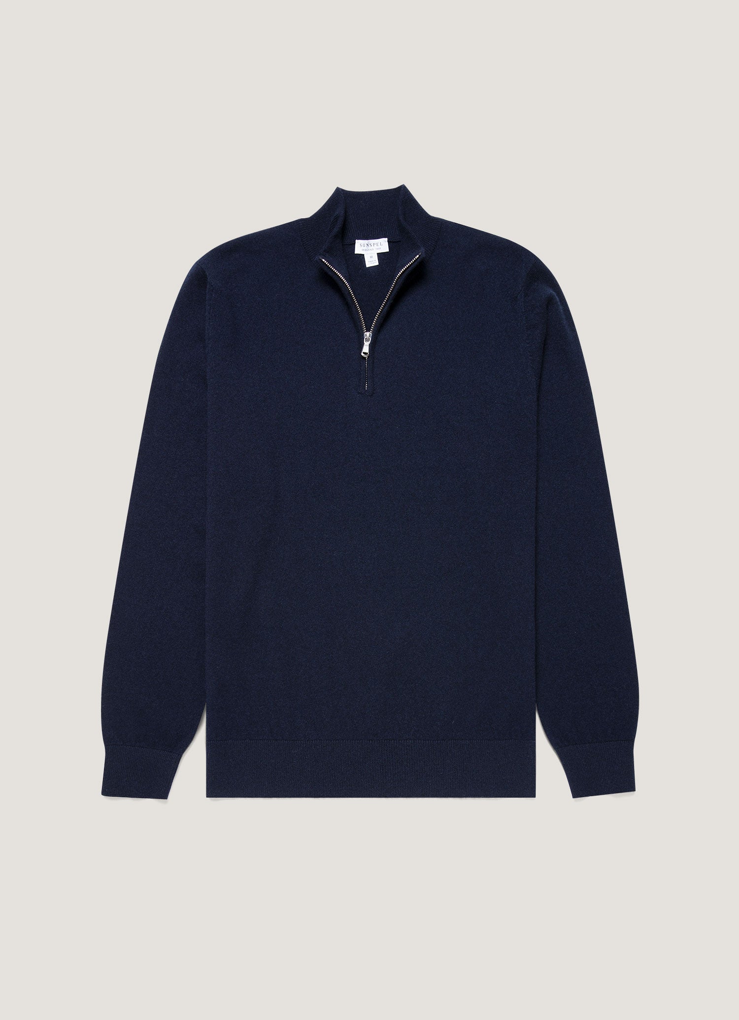 Men's Cashmere Zip Neck Jumper in Navy