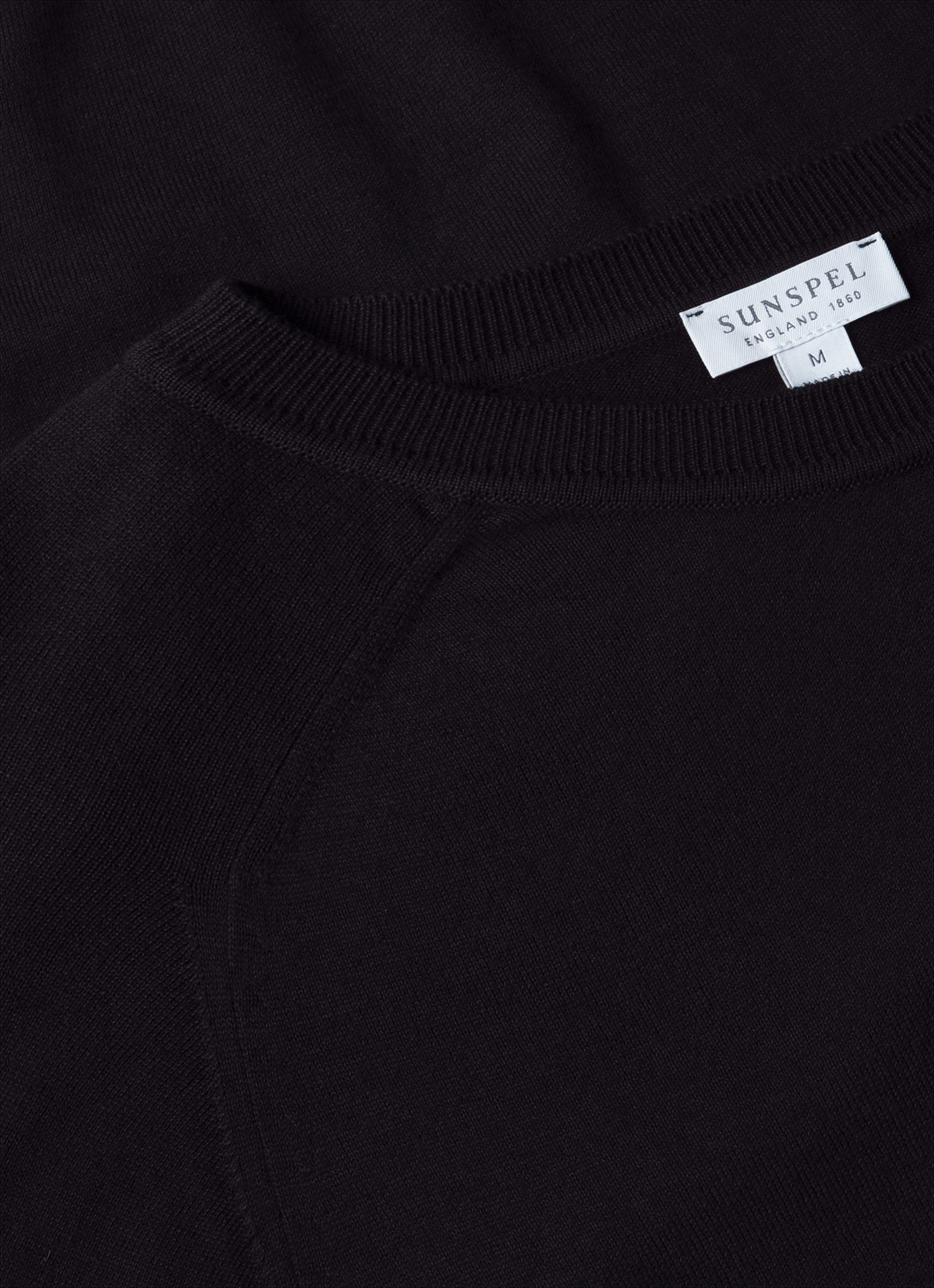 Men's Sea Island Cashmere Crew Neck Jumper in Black