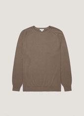Men's Sea Island Cashmere Crew Neck Jumper in Bark