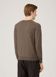 Men's Sea Island Cashmere Crew Neck Jumper in Bark