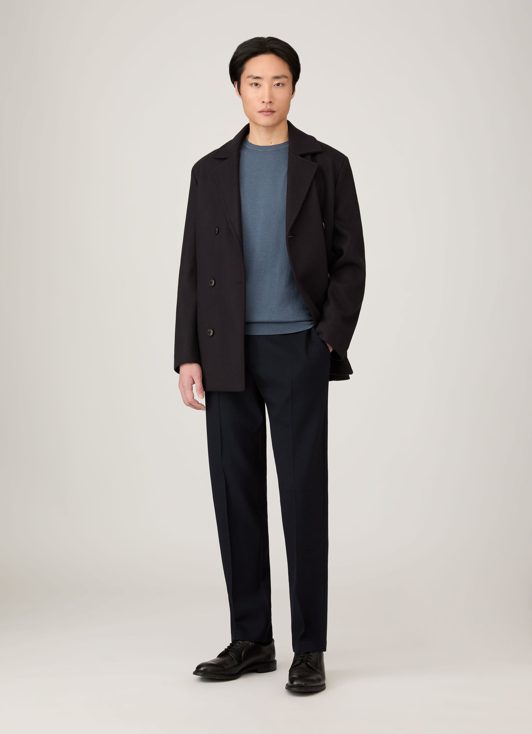 Men's Sea Island Cashmere Crew Neck Jumper in Slate Blue