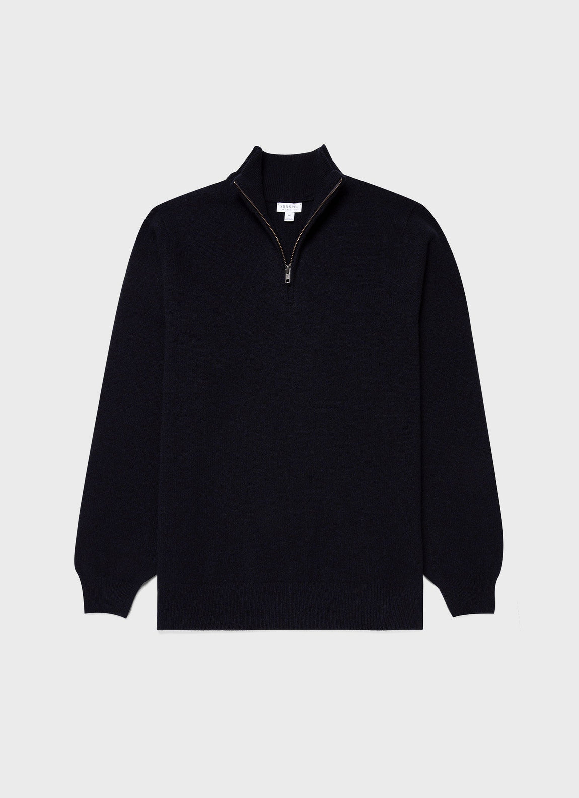 Men's Lambswool Half Zip Jumper in Dark Navy Mouline