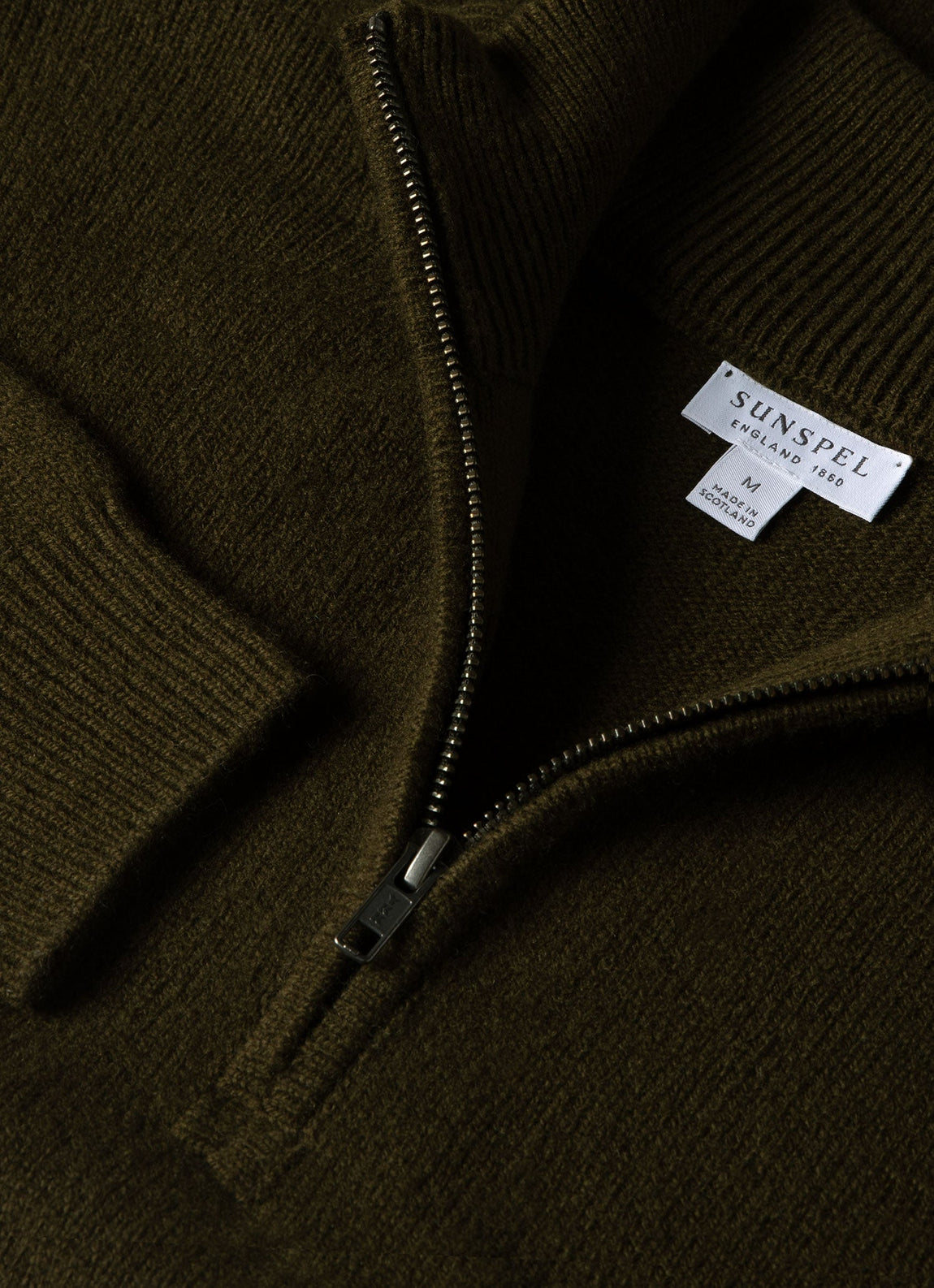 Men's Lambswool Half Zip Jumper in Dark Olive