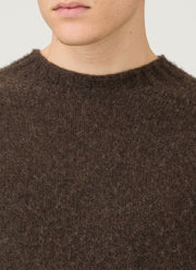 Men's Shetland Crew Neck Jumper in Bark