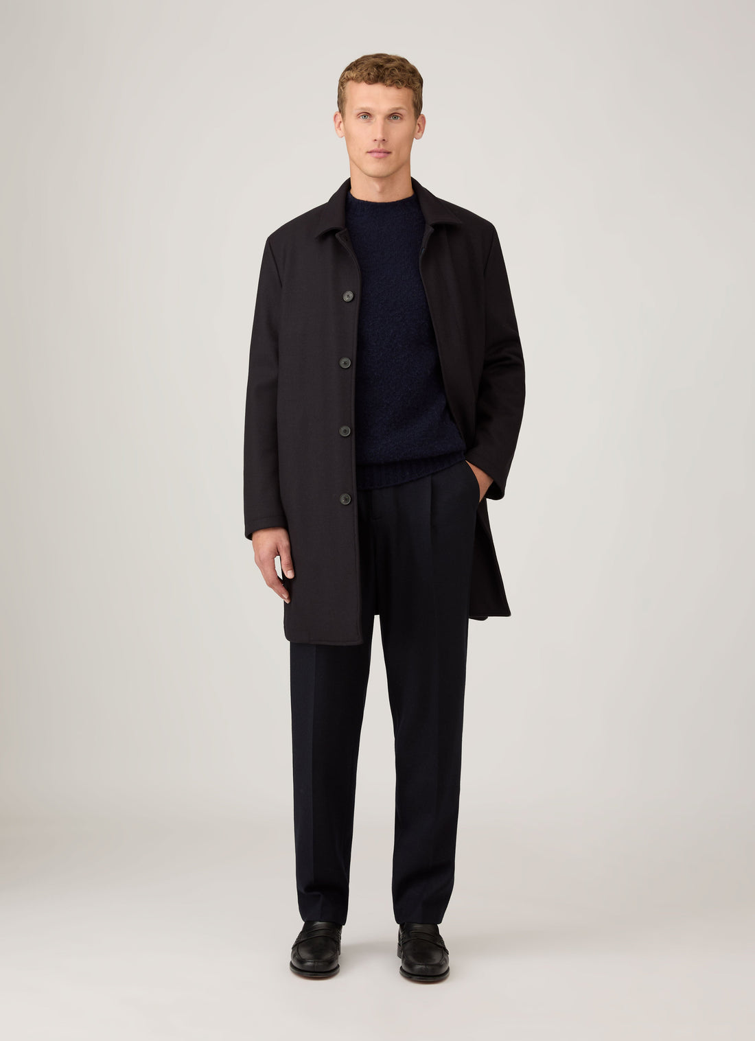 Men's Shetland Crew Neck Jumper in Navy