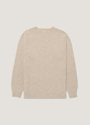 Men's Shetland Crew Neck Jumper in Oatmeal Melange