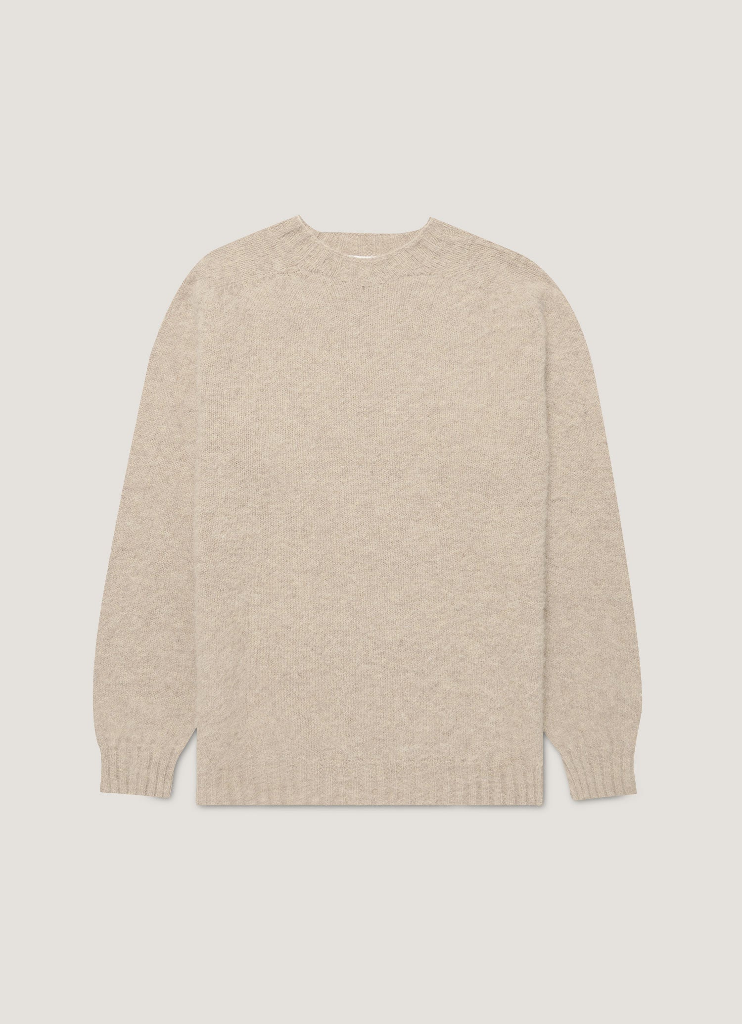 Men's Shetland Crew Neck Jumper in Oatmeal Melange