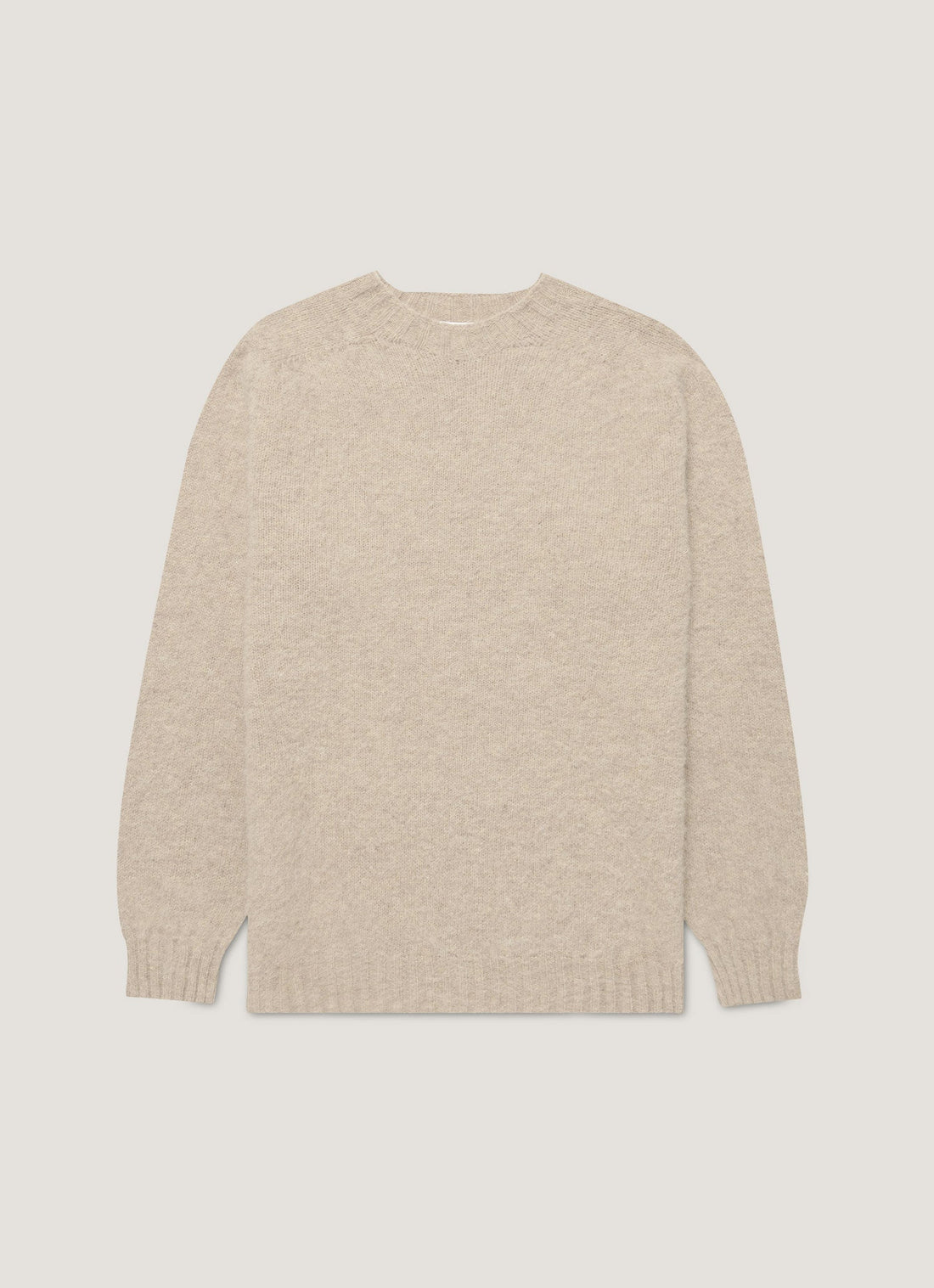 Men's Shetland Crew Neck Jumper in Oatmeal Melange