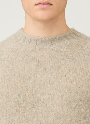 Men's Shetland Crew Neck Jumper in Oatmeal Melange