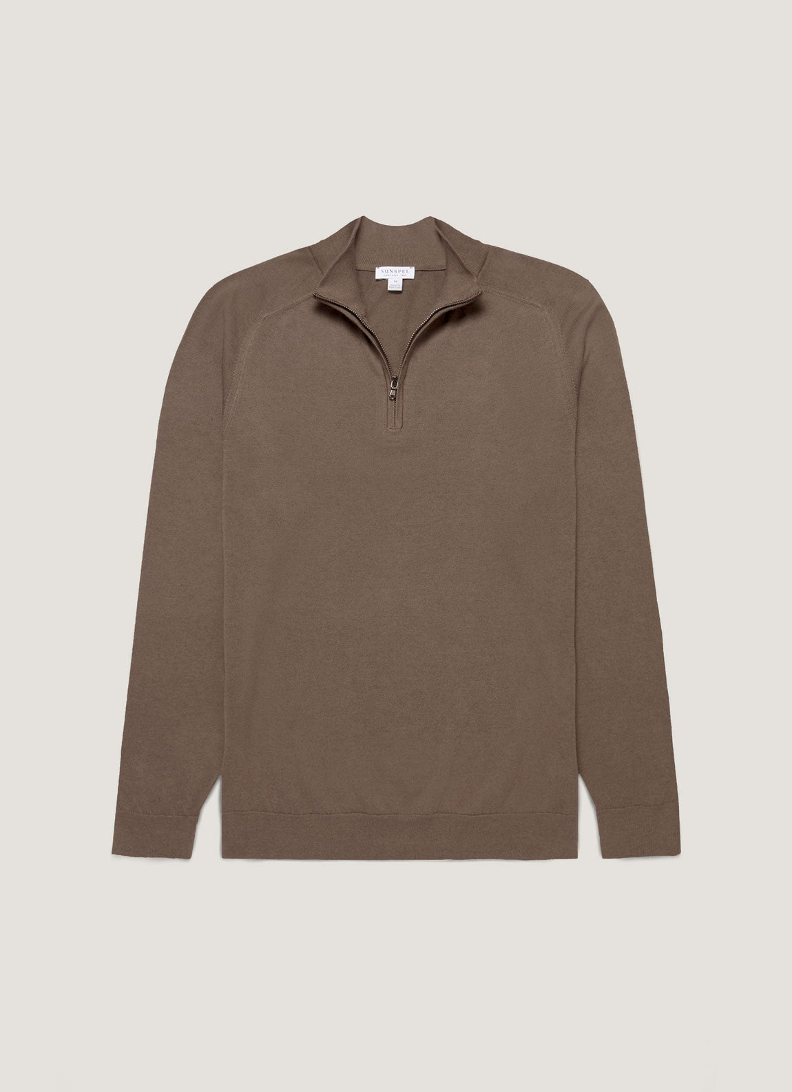 Men's Sea Island Cashmere Half Zip in Bark