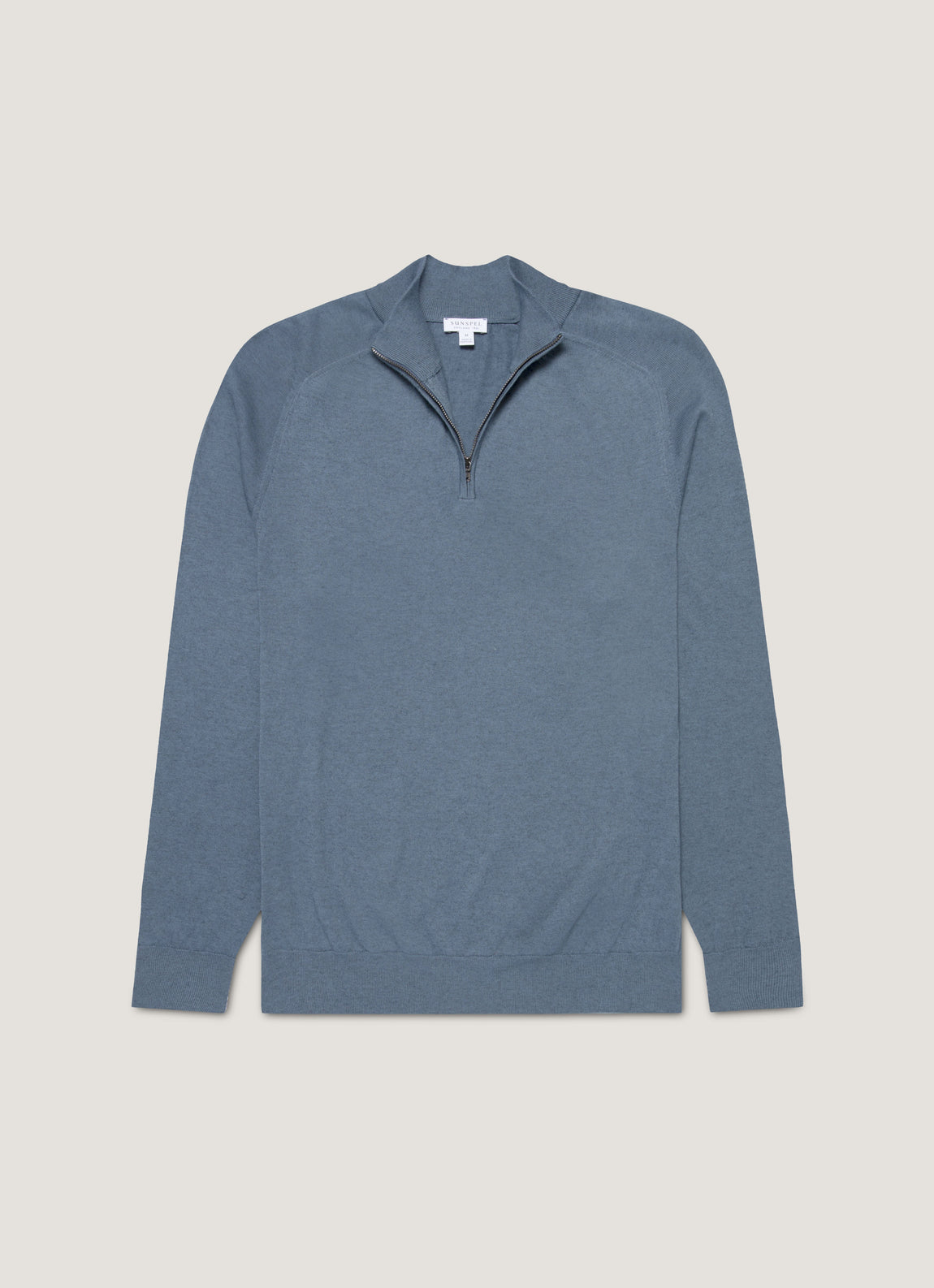 Men's Sea Island Cashmere Half Zip in Slate Blue