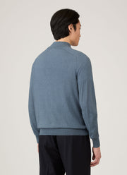 Men's Sea Island Cashmere Half Zip in Slate Blue