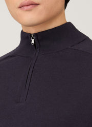 Men's Sea Island Cashmere Half Zip in Midnight Navy