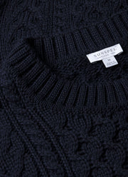 Men's Cable Knit Jumper in Navy