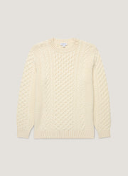 Men's Cable Knit Jumper in Ecru
